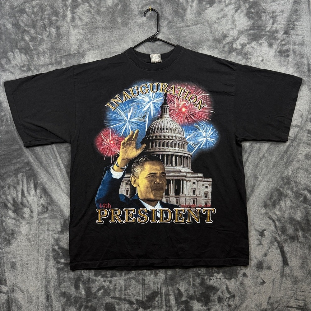 Hippo T-Shirt Mens 3XL Black Barack Obama 44th President Inauguration Graphic